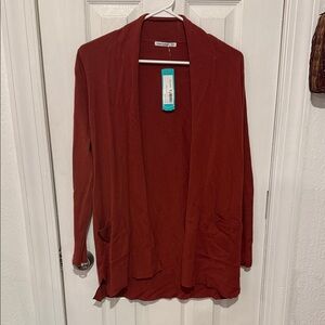 Pink Clover Rust Open Front Cardigan